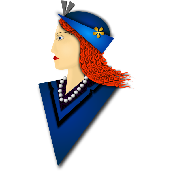 SVG Vector graphics of elegant woman with blue hat