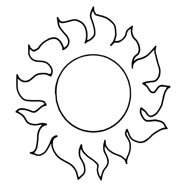 SVG Vector graphics of fiery sun line art