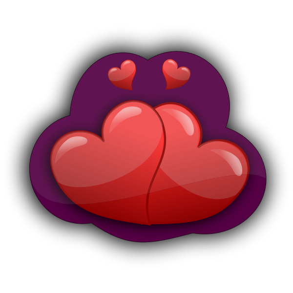 SVG Vector graphics of four loving hearts in a purple bubble