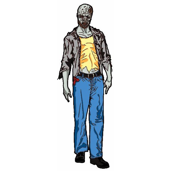 SVG Vector graphics of full body male zombie with a partially exposed brain