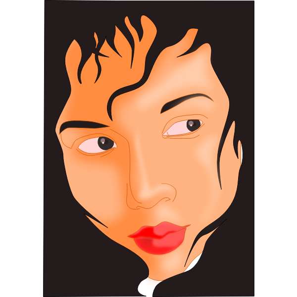 SVG Vector graphics of girl face in a black framed box