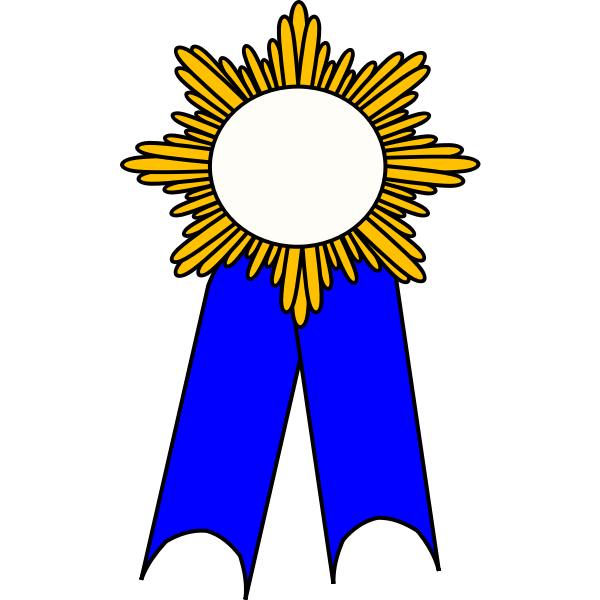 SVG Vector graphics of golden medallion with blue ribbon