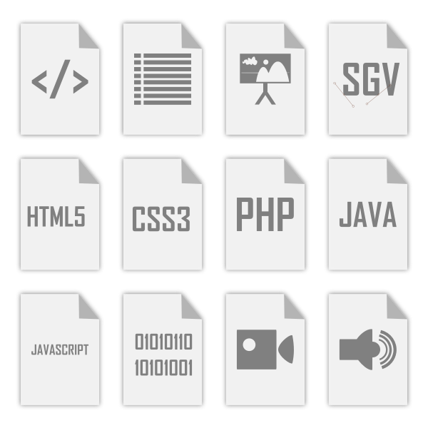 SVG Vector graphics of gray web design icons with folded corner