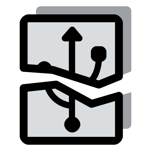 SVG Vector graphics of grayscale broken USB plug connector label