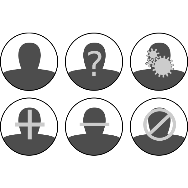 SVG Vector graphics of grayscale set of user management icons