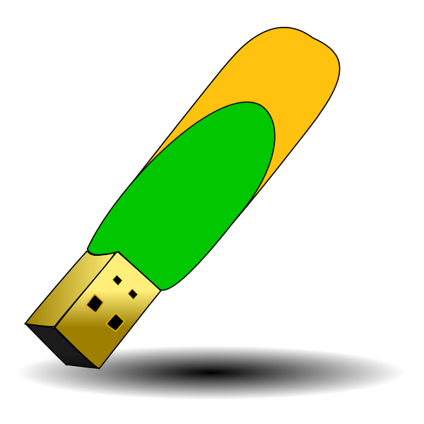 SVG Vector graphics of green and orange USB stick close-up