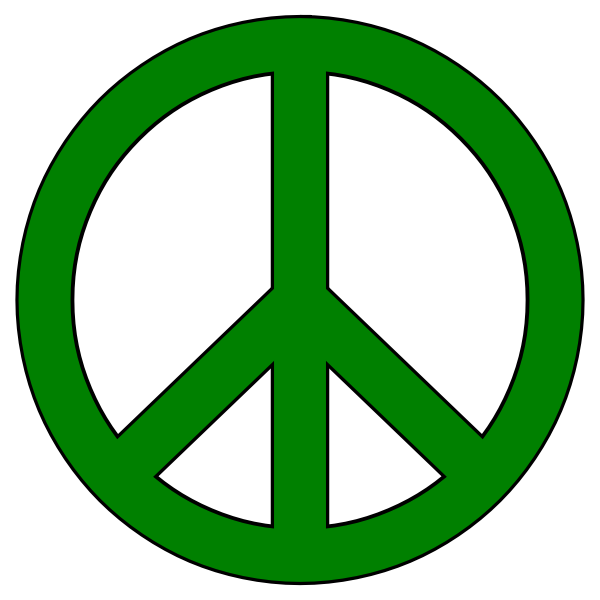 SVG Vector graphics of green peace symbol with black border