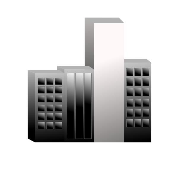 SVG Vector graphics of group of buildings with one lighter than the others