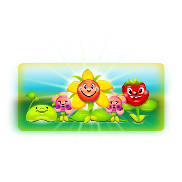 SVG Vector graphics of happy flowers cartoon drawing