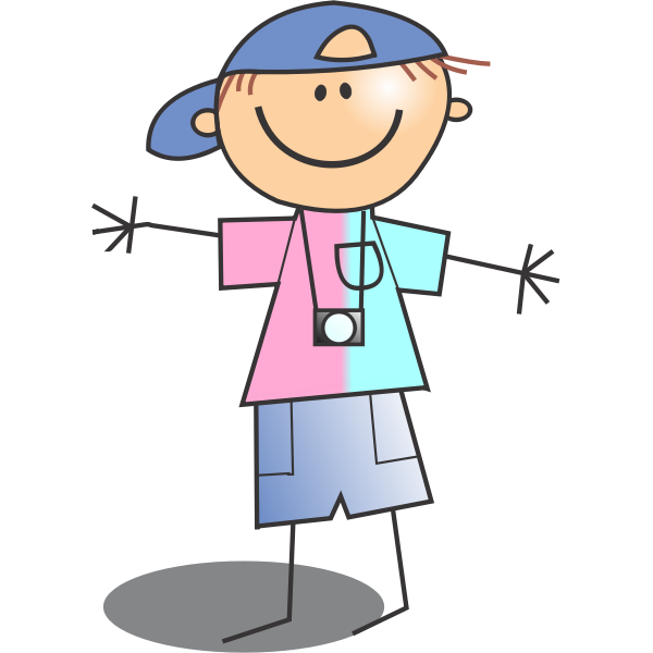 SVG Vector graphics of happy line art kid
