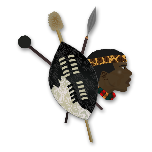 SVG Vector graphics of items and head of a Zulu warrior