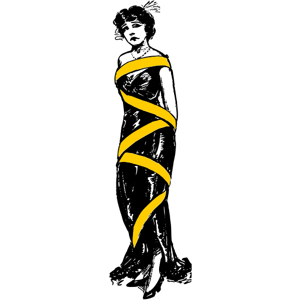 SVG Vector graphics of lady bound by yellow tape