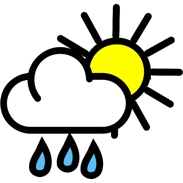 SVG Vector graphics of light rain with sunny intervals weather color map symbol