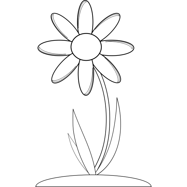 SVG Vector graphics of long stem flower for colouring book