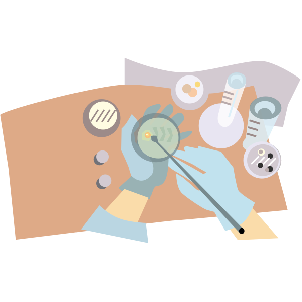 SVG Vector graphics of microbiologist putting bacteria onto the agar plates