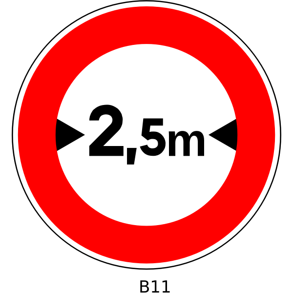 SVG Vector graphics of no access for vehicles whose width exceeds 25 metres traffic sign
