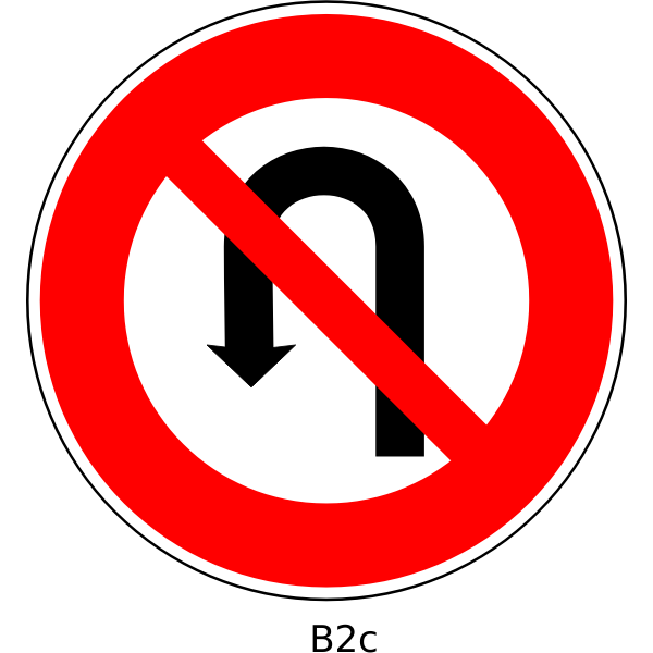 SVG Vector graphics of no U-turn prohibitory traffic sign