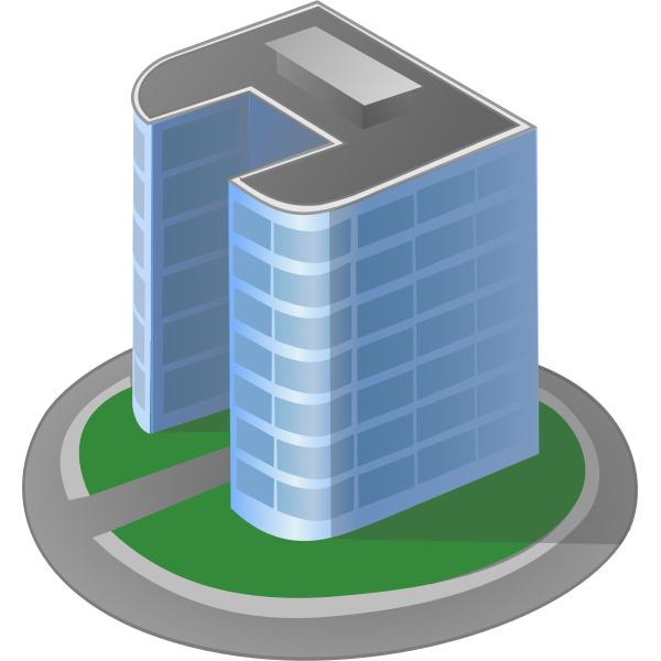 SVG Vector graphics of office tower block with grass