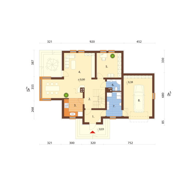 SVG Vector graphics of one bedroom house architectural plan