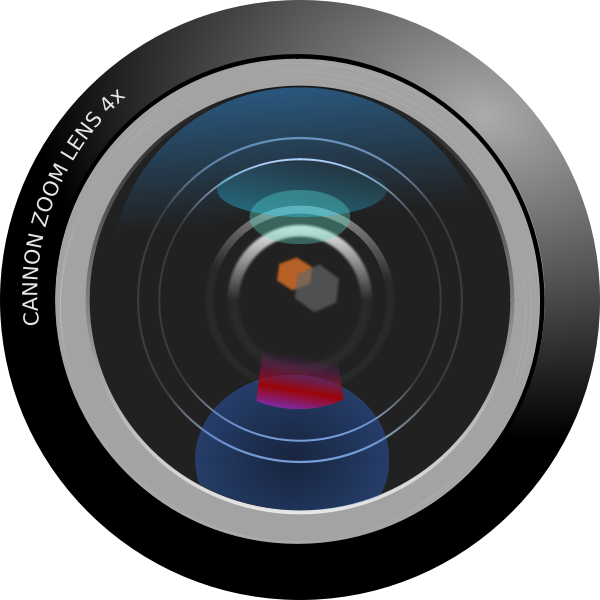 SVG Vector graphics of photorealistic camera zoom lens closeup