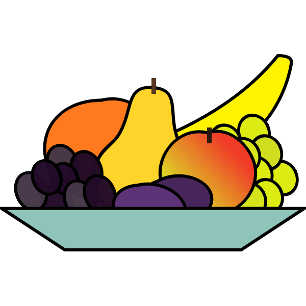 SVG Vector graphics of plate of fruits drawing
