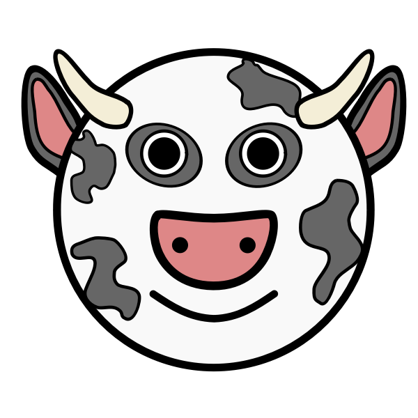 SVG Vector graphics of round face cartoon cow