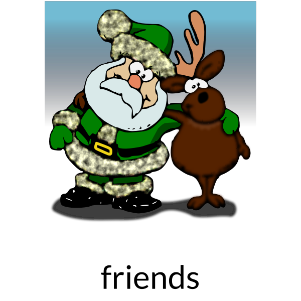 SVG Vector graphics of Santa Claus and raindeer as friends