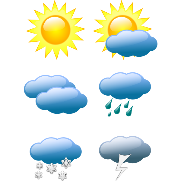 SVG Vector graphics of selection of color weather forecast icons