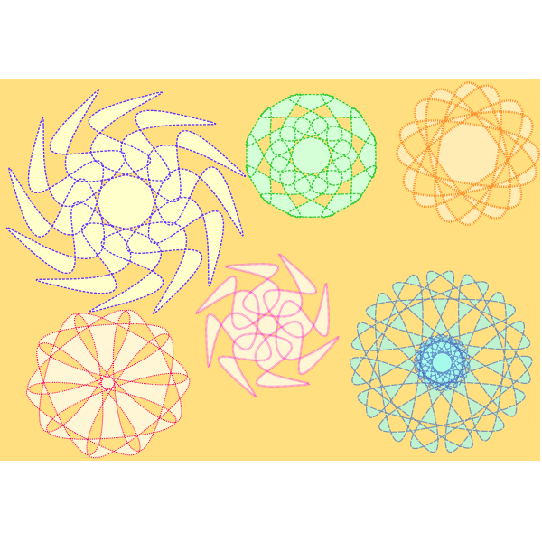 SVG Vector graphics of selection of dotted line shapes