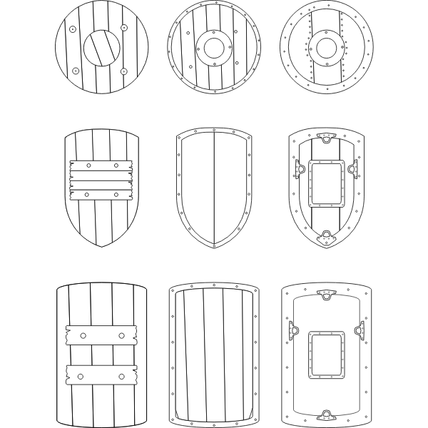 SVG Vector graphics of selection of medieval shields