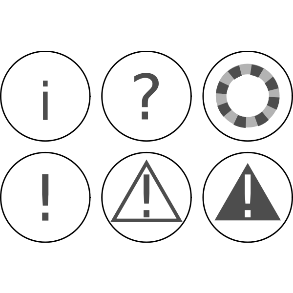 SVG Vector graphics of set of warning notification icons
