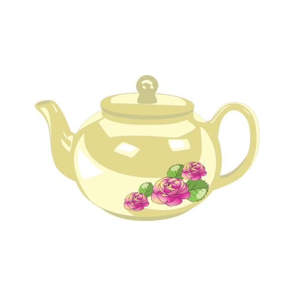 SVG Vector graphics of shiny tea pot with rose decoration
