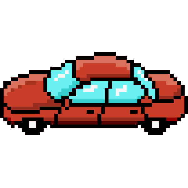SVG Vector graphics of side view of red car pixel art