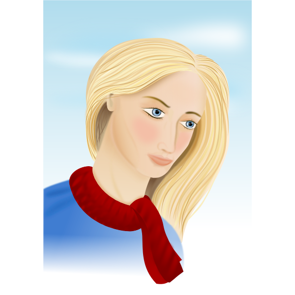 SVG Vector graphics of sketch of a woman with a red scarf