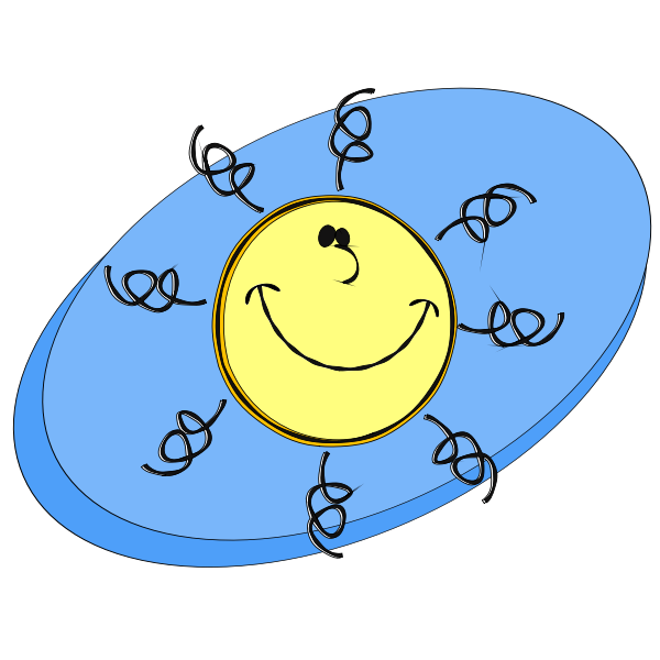 SVG Vector graphics of smiling sun with thin hair