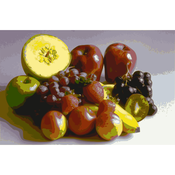 SVG Vector graphics of stylized fruit selection on a table