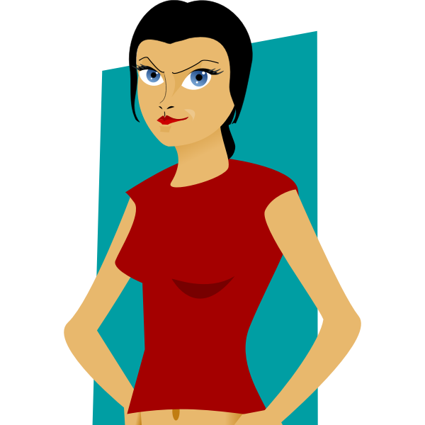 SVG Vector graphics of suspicious girl with a red top
