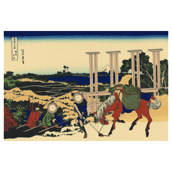 SVG Vector graphics of the weir at Senju Province of Bushu