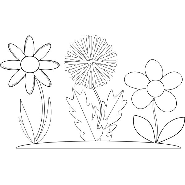 SVG Vector graphics of three coloring book flowers