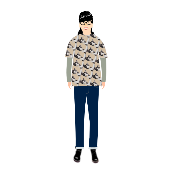 SVG Vector graphics of trendy guy in t- shirt with cat pattern
