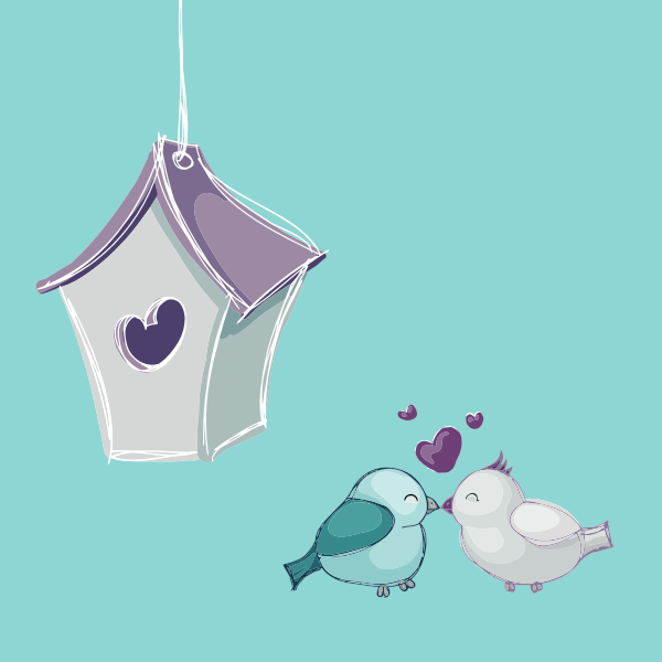 SVG Vector graphics of two birds kissing