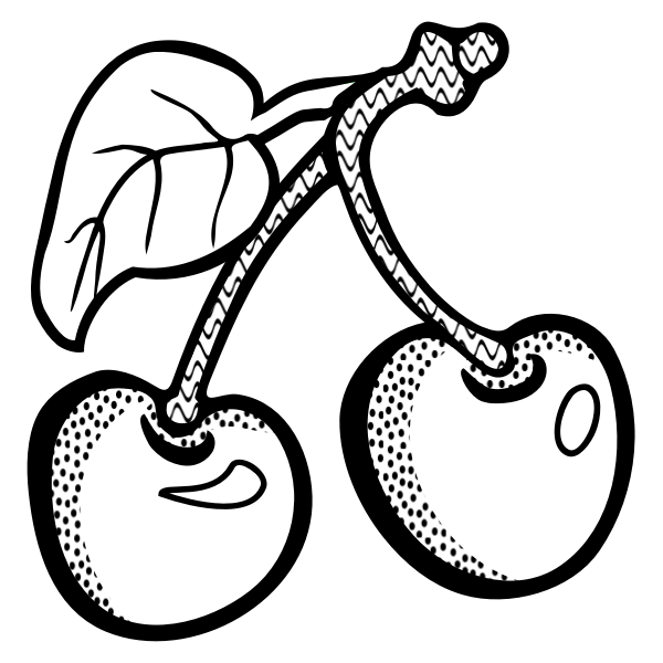 SVG Vector graphics of two cherries in black and white