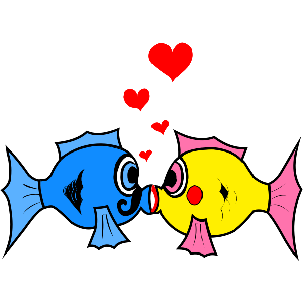 SVG Vector graphics of two fish kissing