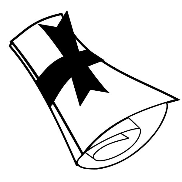 SVG Vector graphics of university degree diploma with a black ribbon