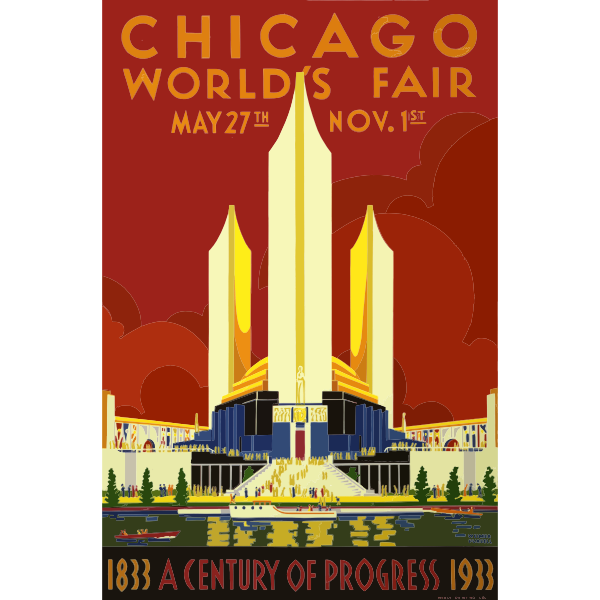 SVG Vector graphics of vintage poster of Chicago World039s Fair 1933