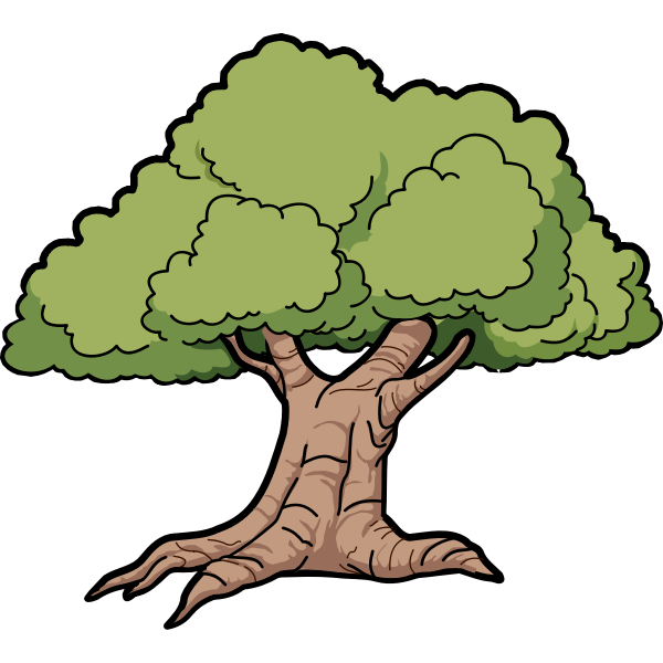 SVG Vector graphics of wide roots oak tree