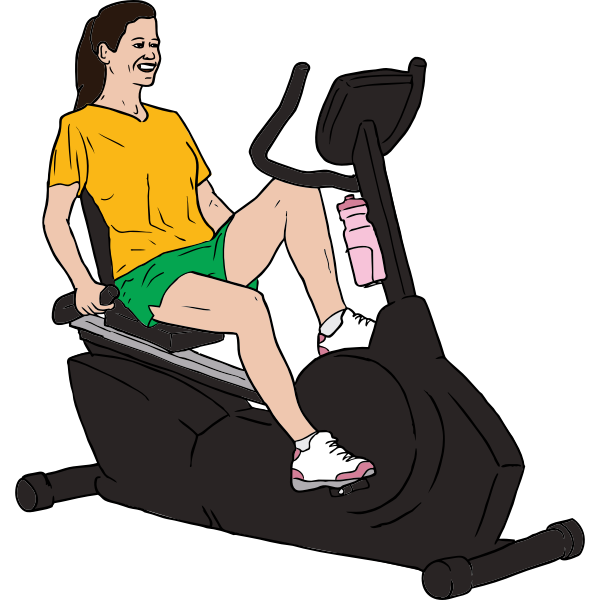 SVG Vector graphics of woman exercising on recumbent exercise bike