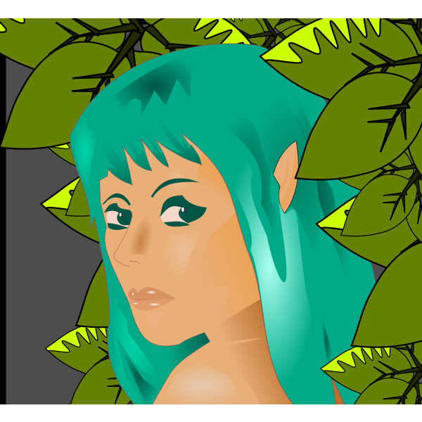SVG Vector graphics of woman in leaves