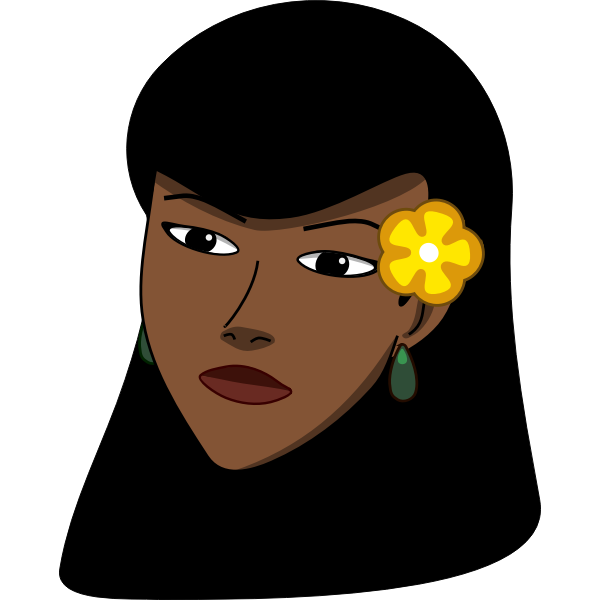 SVG Vector graphics of woman with a flower behind ear