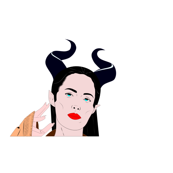 SVG Vector graphics of woman with sharp horns hairstyle in color